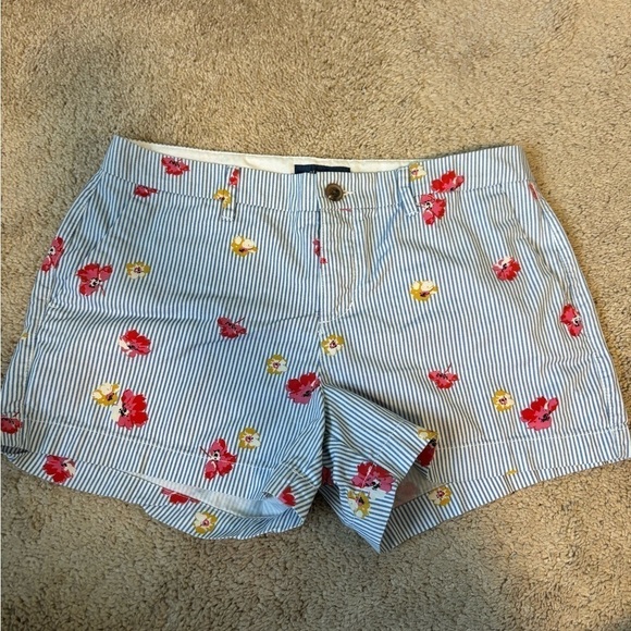 Old Navy Pants - Old Navy Shorts Blue White Stripes Pink Yellow Flowers